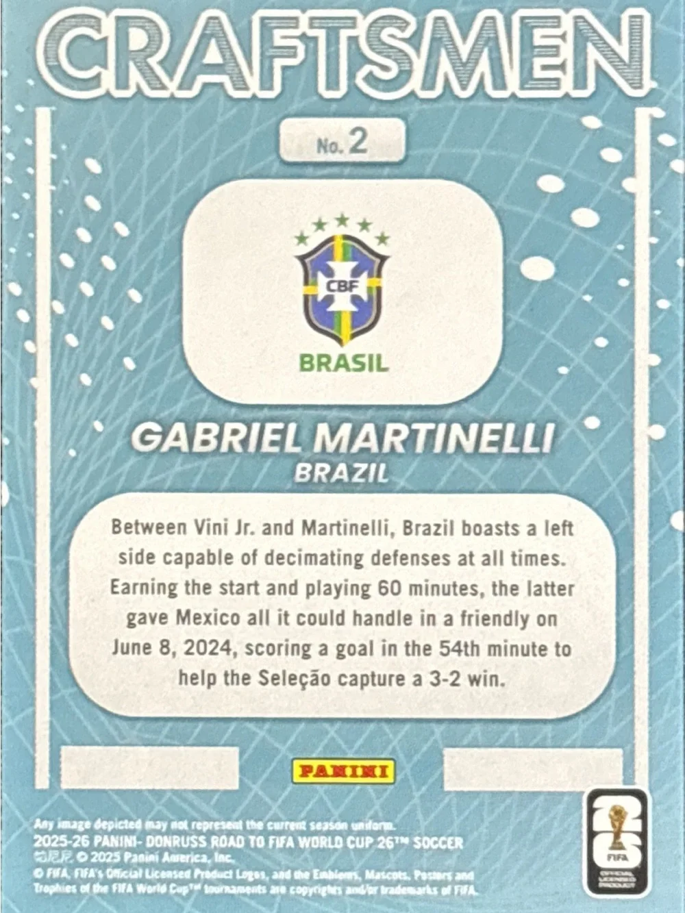 Panini Soccer Trading Card -  Brazil Gabriel Martinelli